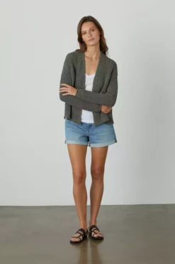 Velvet By Graham & Spencer Womens TERRAH OPEN FRONT CARDIGAN