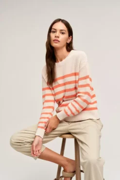 Velvet By Graham & Spencer Womens WREN TEXTURED COTTON SWEATER