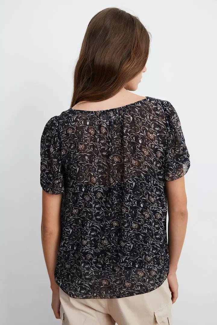 Velvet By Graham & Spencer Womens TRACIA SCOOP NECK PRINTED BLOUSE 10 Velvet By Graham & Spencer Womens TRACIA SCOOP NECK PRINTED BLOUSE