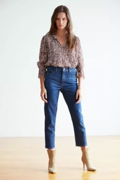 Velvet By Graham & Spencer WILONA PRINTED RUFFLE BLOUSE Womens