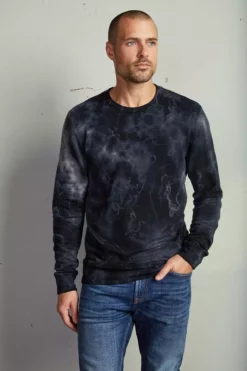 Velvet By Graham & Spencer Mens TREVOR TIE DYE SWEATSHIRT