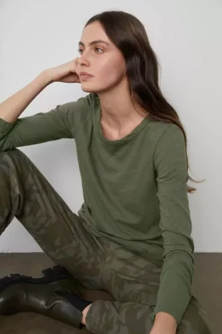 Velvet By Graham & Spencer LIZZIE ORIGINAL SLUB LONG SLEEVE TEE Womens