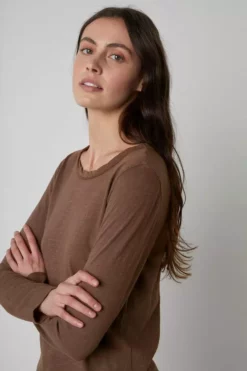 Velvet By Graham & Spencer Womens LIZZIE ORIGINAL SLUB LONG SLEEVE TEE