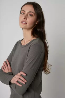Velvet By Graham & Spencer Womens LIZZIE ORIGINAL SLUB LONG SLEEVE TEE