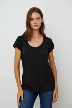Velvet By Graham & Spencer KIRA ORIGINAL SLUB SCOOP NECK TEE Womens