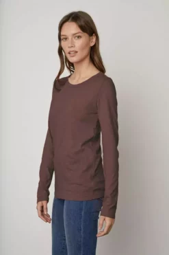 Velvet By Graham & Spencer Womens LIZZIE ORIGINAL SLUB LONG SLEEVE TEE