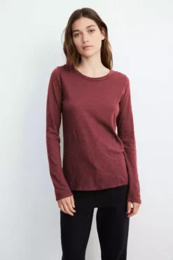 Velvet By Graham & Spencer Womens LIZZIE ORIGINAL SLUB LONG SLEEVE TEE