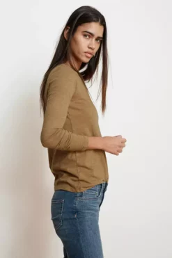 Velvet By Graham & Spencer LIZZIE ORIGINAL SLUB LONG SLEEVE TEE Womens
