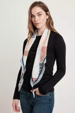 Velvet By Graham & Spencer Womens DIAMOND SHAPE SILK SCARF