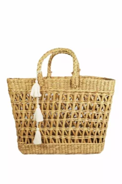 Velvet By Graham & Spencer Womens FREEDOM WOVEN STRAW TASSEL TOTE