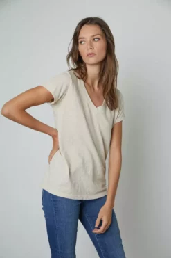 Velvet By Graham & Spencer JILIAN ORIGINAL SLUB V-NECK TEE