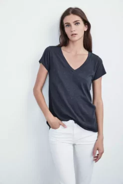 Velvet By Graham & Spencer JILIAN ORIGINAL SLUB V-NECK TEE