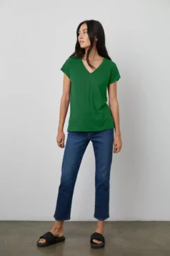 Velvet By Graham & Spencer JILIAN ORIGINAL SLUB V-NECK TEE