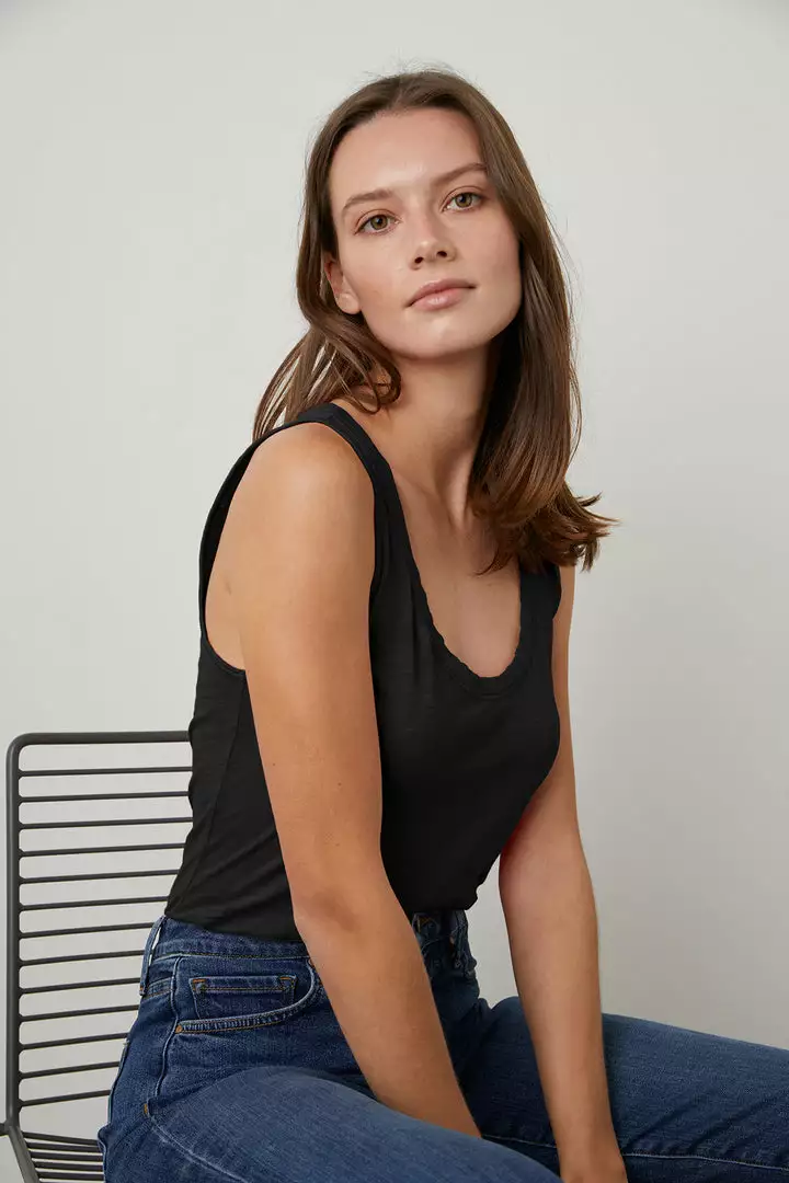 Velvet By Graham & Spencer Womens JOY ORIGINAL SLUB SCOOP NECK TANK 14 Velvet By Graham & Spencer Womens JOY ORIGINAL SLUB SCOOP NECK TANK