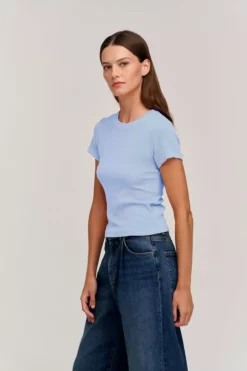 Velvet By Graham & Spencer TAYA FITTED CREW NECK TOP Womens