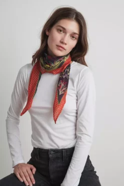 Velvet By Graham & Spencer PRINTED DIAMOND SILK BLEND SCARF BY VISMAYA