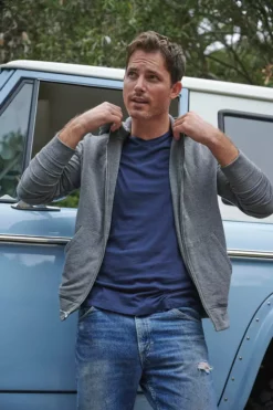 Velvet By Graham & Spencer RODAN CHARCOAL LUXE FLEECE ZIP HOODIE Mens