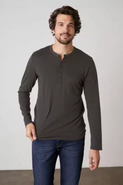 Velvet By Graham & Spencer ALVARO COTTON JERSEY HENLEY Mens