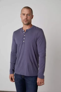 Velvet By Graham & Spencer ALVARO COTTON JERSEY HENLEY Mens