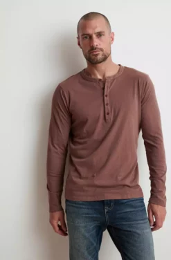 Velvet By Graham & Spencer Mens ALVARO COTTON JERSEY HENLEY 6 Velvet By Graham & Spencer Mens ALVARO COTTON JERSEY HENLEY