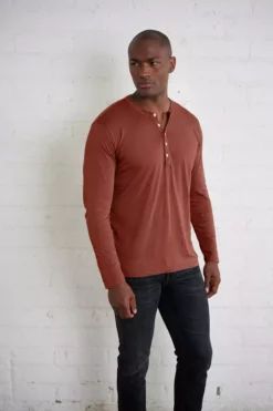 Velvet By Graham & Spencer ALVARO COTTON JERSEY HENLEY Mens