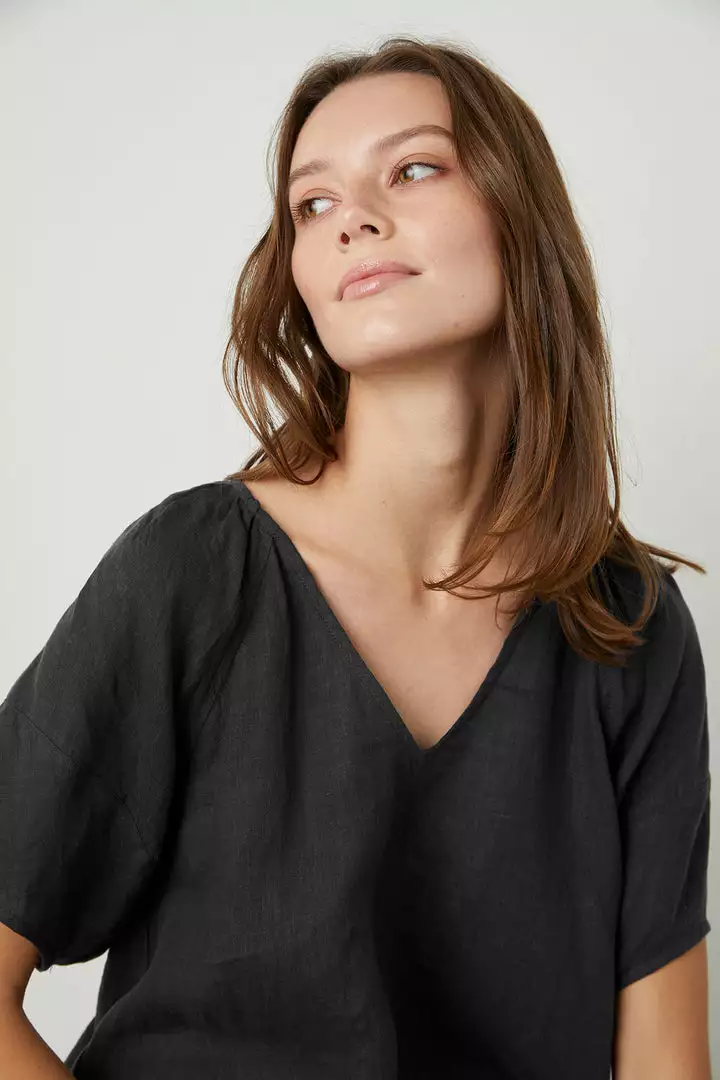 Velvet By Graham & Spencer Womens CALLIN PUFF SLEEVE LINEN TOP 16 Velvet By Graham & Spencer Womens CALLIN PUFF SLEEVE LINEN TOP