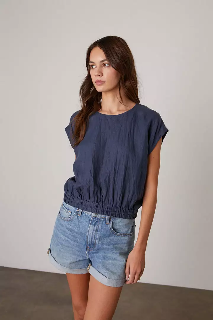 Velvet By Graham & Spencer Womens HAYLIE LINEN CROP TOP 5 Velvet By Graham & Spencer Womens HAYLIE LINEN CROP TOP