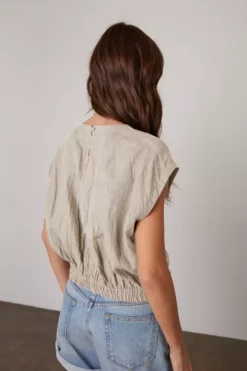 Velvet By Graham & Spencer Womens HAYLIE LINEN CROP TOP 10 Velvet By Graham & Spencer Womens HAYLIE LINEN CROP TOP