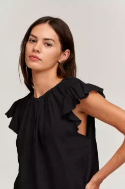 Velvet By Graham & Spencer IRENE LINEN TOP Womens