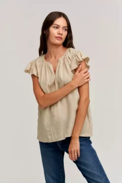 Velvet By Graham & Spencer IRENE LINEN TOP Womens