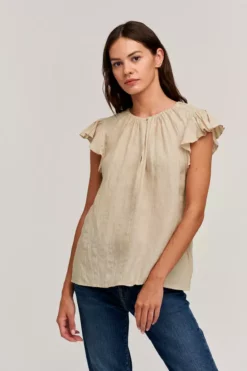 Velvet By Graham & Spencer IRENE LINEN TOP Womens