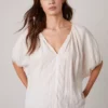 Velvet By Graham & Spencer JANINE PUFF SLEEVE LINEN TOP Womens