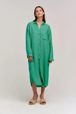Velvet By Graham & Spencer Womens JORA LINEN BUTTON-UP DRESS