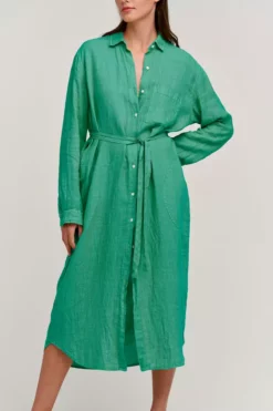 Velvet By Graham & Spencer Womens JORA LINEN BUTTON-UP DRESS