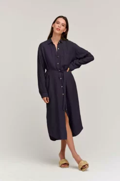 Velvet By Graham & Spencer Womens JORA LINEN BUTTON-UP DRESS