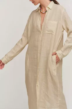 Velvet By Graham & Spencer Womens JORA LINEN BUTTON-UP DRESS