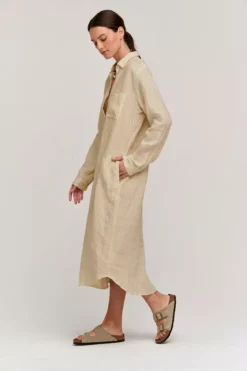 Velvet By Graham & Spencer Womens JORA LINEN BUTTON-UP DRESS