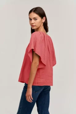 Velvet By Graham & Spencer Womens KALILA LINEN TOP
