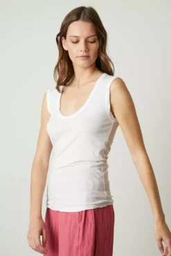 Velvet By Graham & Spencer ESTINA GAUZY WHISPER FITTED TANK TOP