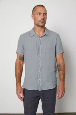 Velvet By Graham & Spencer MACKIE LINEN BUTTON-UP SHIRT Mens