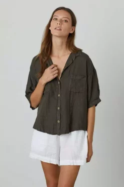Velvet By Graham & Spencer MARIA LINEN BUTTON-UP SHIRT