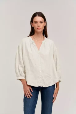 Velvet By Graham & Spencer Womens MATEA LINEN BUTTON UP BLOUSE 19 Velvet By Graham & Spencer Womens MATEA LINEN BUTTON UP BLOUSE