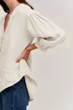Velvet By Graham & Spencer Womens MATEA LINEN BUTTON UP BLOUSE 20 Velvet By Graham & Spencer Womens MATEA LINEN BUTTON UP BLOUSE