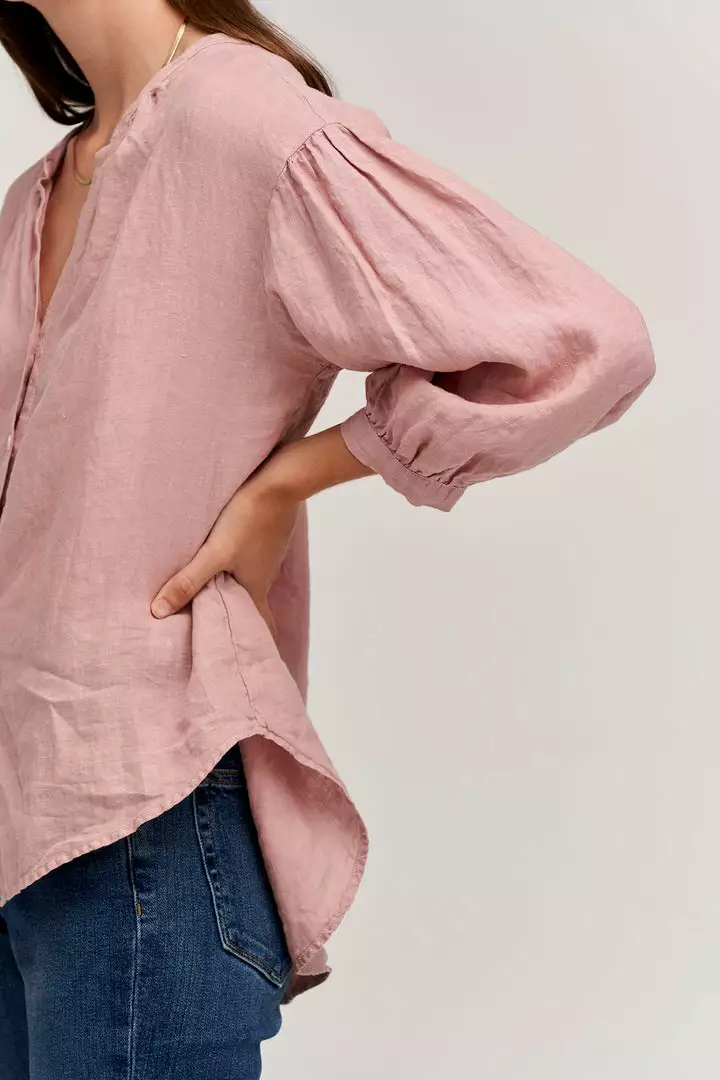 Velvet By Graham & Spencer Womens MATEA LINEN BUTTON UP BLOUSE 2 Velvet By Graham & Spencer Womens MATEA LINEN BUTTON UP BLOUSE