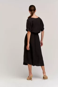 Velvet By Graham & Spencer Womens NANETTE LINEN MIDI DRESS