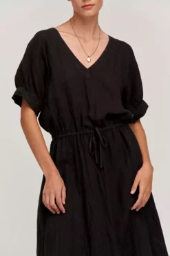 Velvet By Graham & Spencer Womens NANETTE LINEN MIDI DRESS