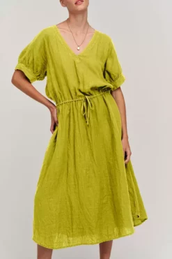 Velvet By Graham & Spencer Womens NANETTE LINEN MIDI DRESS