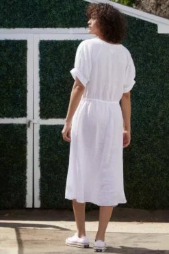 Velvet By Graham & Spencer Womens NANETTE LINEN MIDI DRESS