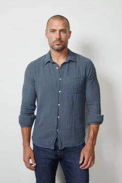 Velvet By Graham & Spencer Mens ELTON COTTON WOVEN BUTTON-UP SHIRT