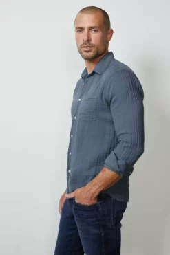 Velvet By Graham & Spencer Mens ELTON COTTON WOVEN BUTTON-UP SHIRT